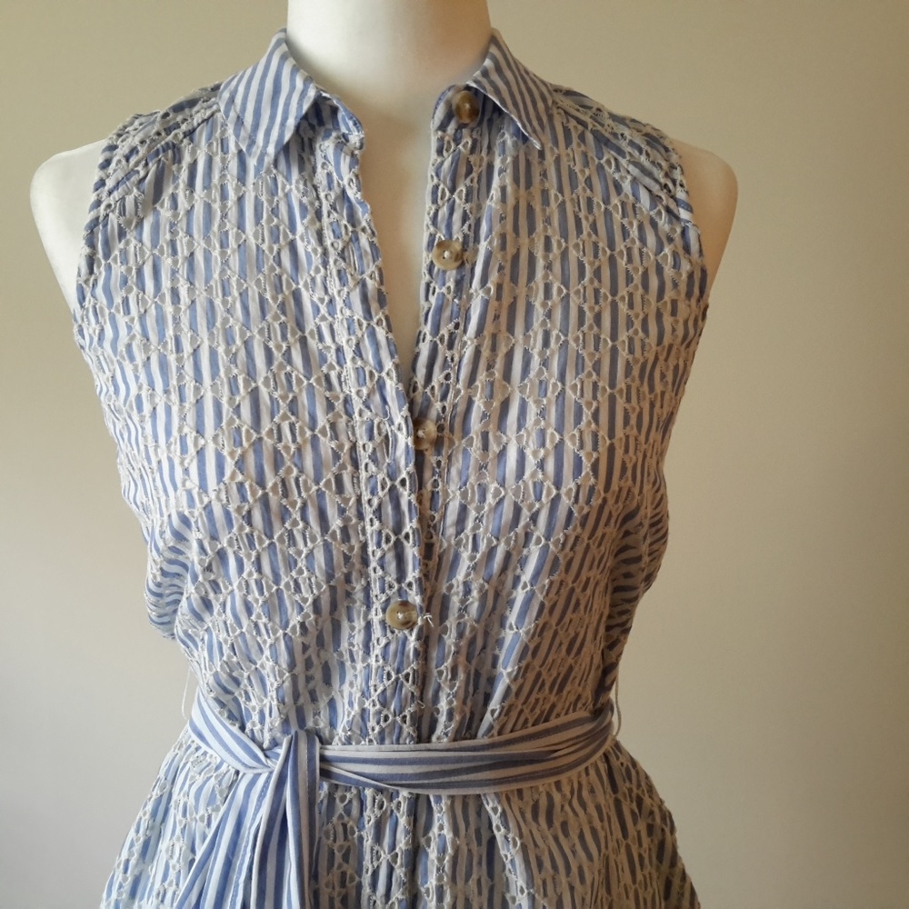 Anthropologie Stripe Eyelet Kismet Shirtdress 0
